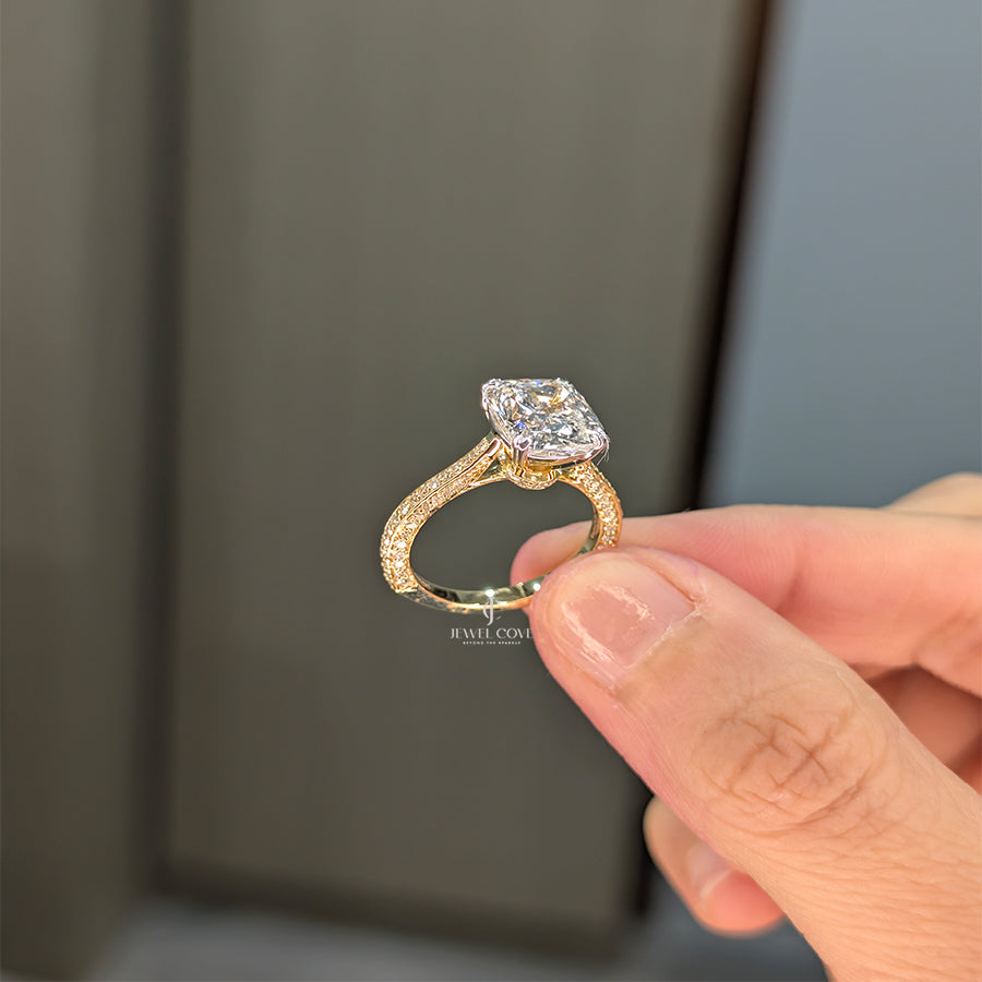 4CT Cushion Solitaire Ring | Engagement Ring | Lab Grown Diamonds | IGI Certified