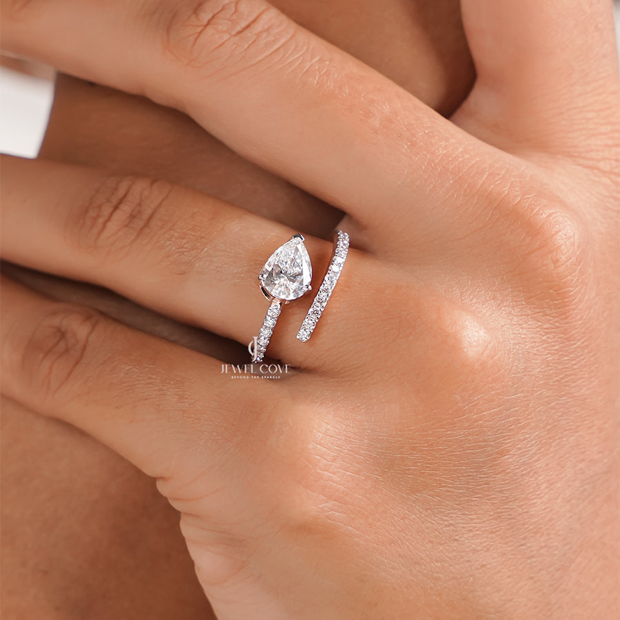 1CT Pear Lab Diamond Ring | 14K Rose Gold | Lab Grown Diamonds | IGI Certified