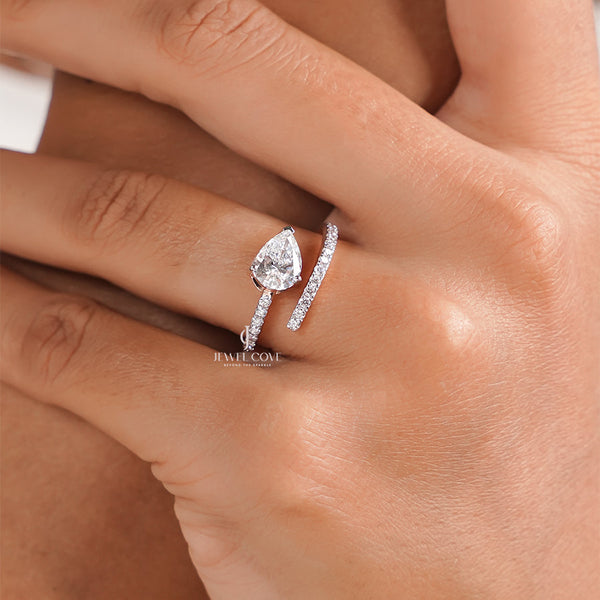 1CT Pear Lab Diamond Ring | 14K Rose Gold | Lab Grown Diamonds | IGI Certified