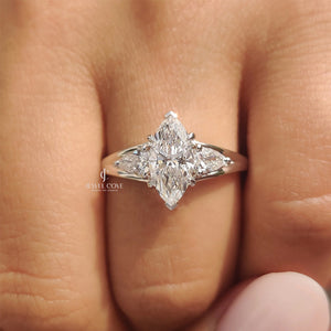 Marquise and Pear Engagement Ring | Moissanite Diamonds | GRA Certified