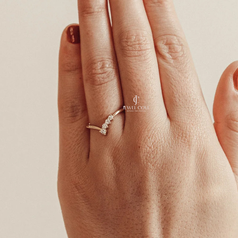 V Band Round vintage Bridal Ring Set Band | IGI Certified | Lab Grown