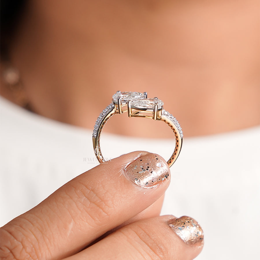 Open Cuff Pear Lab Diamond Ring | 14K Rose Gold | Lab Grown Diamonds | IGI Certified