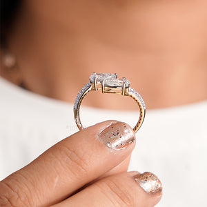 Open Cuff Pear Lab Diamond Ring | 14K Rose Gold | Lab Grown Diamonds | IGI Certified