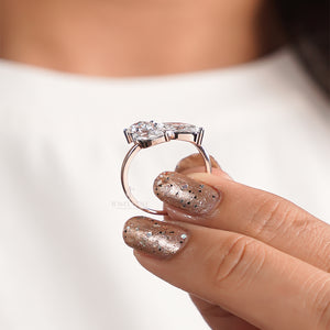 3 Stone Round & Marquise Diamond Ring | 14K Rose Gold | Lab Grown Diamonds | IGI Certified