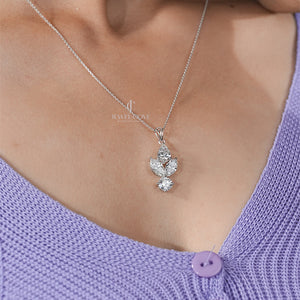 Delicate Moissanite Necklace | IGI Certified | E-F Color | VVS- VS Clarity | White Gold 14K