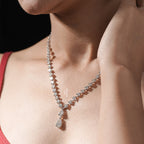 Fancy Lab Grown Diamond Drop Necklace Round And Pear Cut