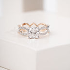 Cushion Cut Lab Grown Diamond Engagement Ring – Criss Cross Wedding Band