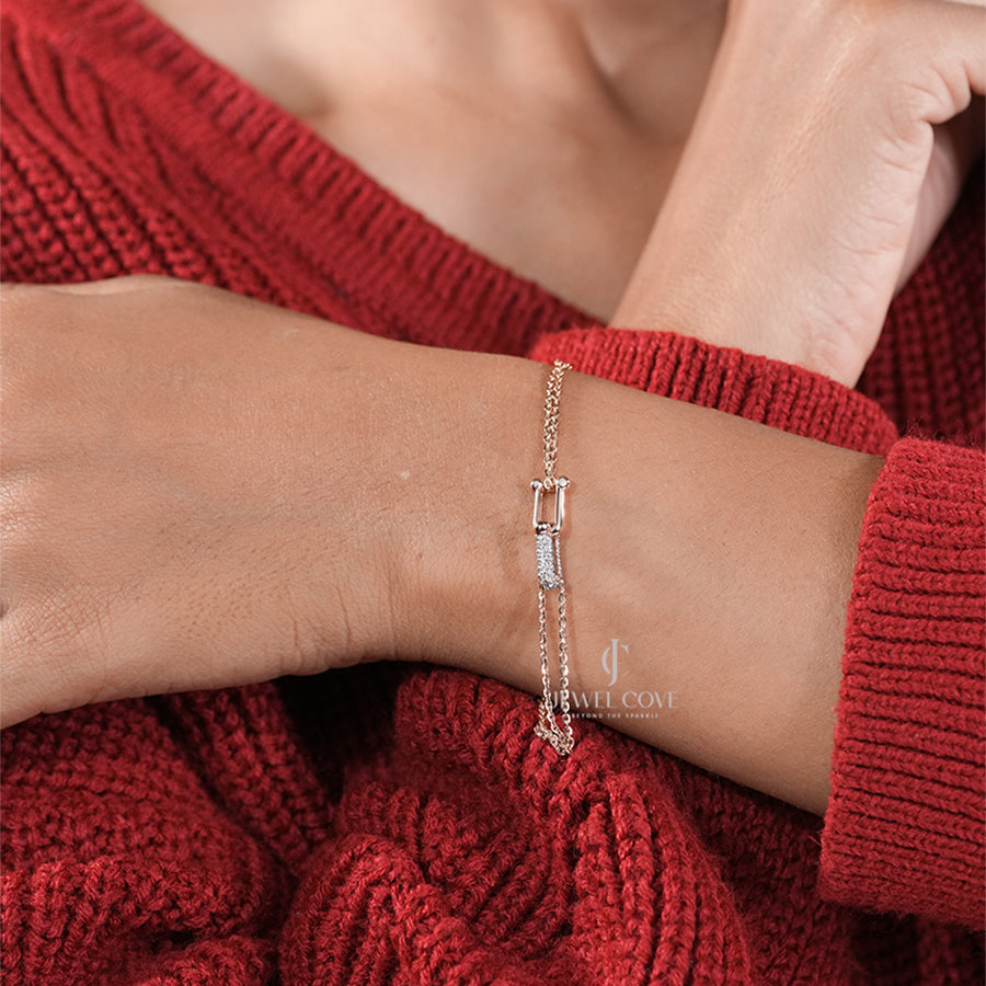 Elegant 0.40 Ct Diamond Safety Lock Bracelet