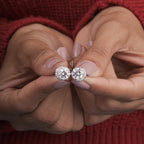 Round Diamond Entwined Halo Stud Earrings