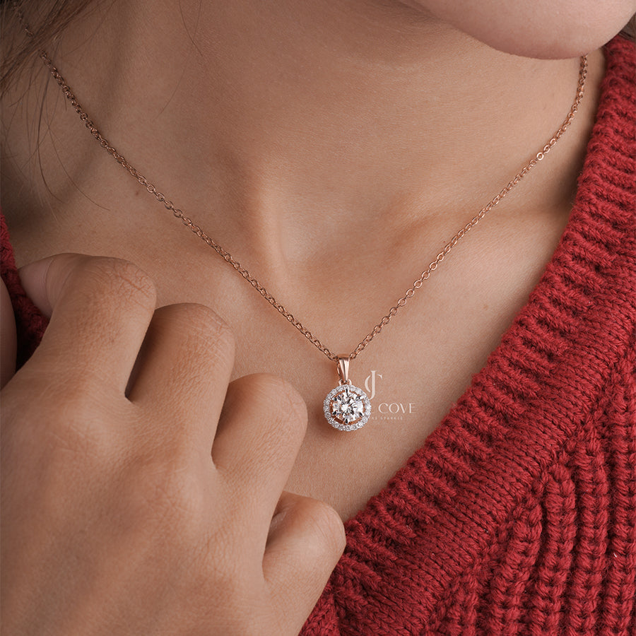 1 Carat Round Diamonds Halo Pendant (Only Pendent)