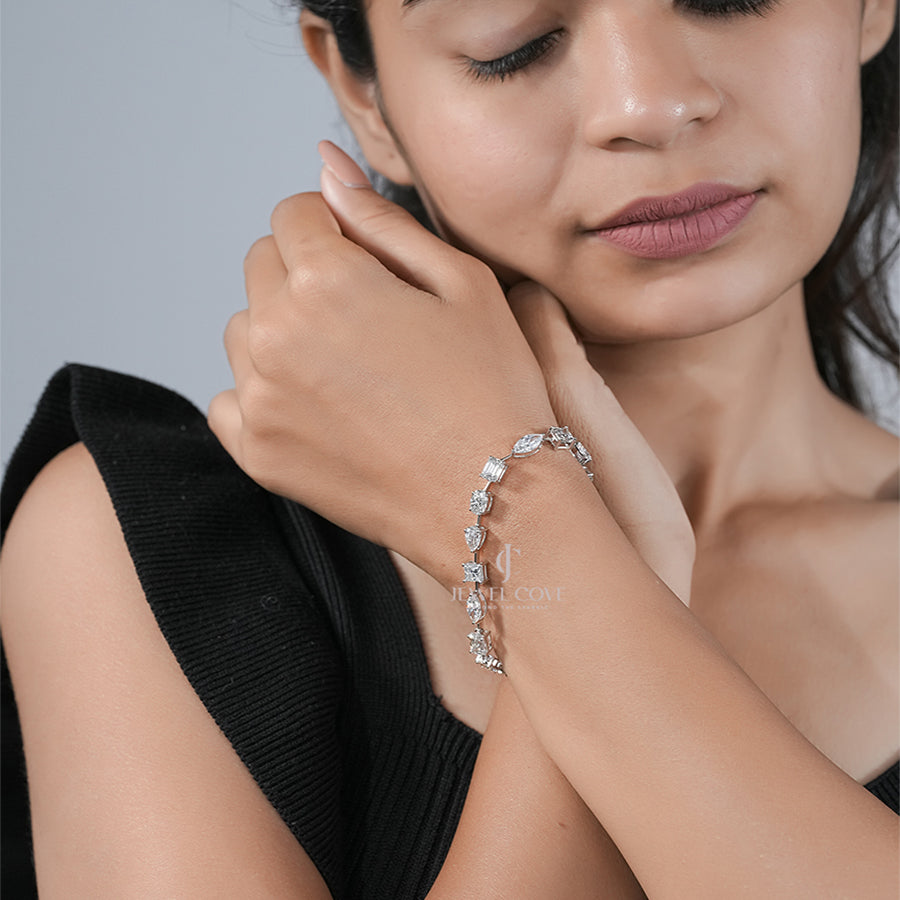 Multi-Cut Diamond Tennis Bracelet in White Gold