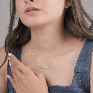 14K Yellow Gold Multi Lab Grown Diamond Bar Necklace With Chain | IGI Certified