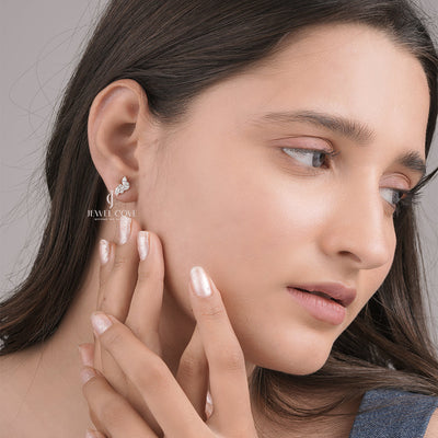 Marquise & Round Moissanite Diamond Cluster Stud Earrings, Cluster Diamond Stud