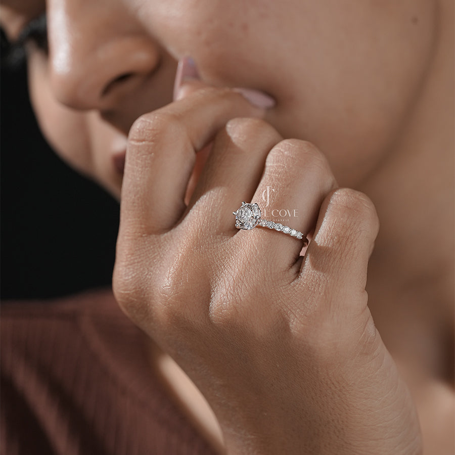 1.50 Carat Round Diamond Six Prong Solitaire With Side Stone Ring