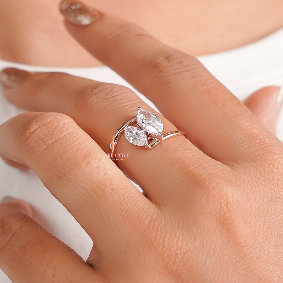 Two Marquise Solitaire Lab Diamond Engagement ring | Lab Grown Diamonds | IGI Certified