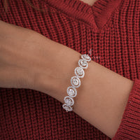 Oval Shape Diamond Halo Bangle Bracelet