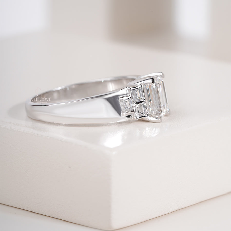 2.71ctw Emerald Lab Grown Half Eternity Stackable Matching Band | IGI Certified