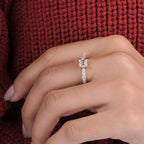 1 Carat Princess Diamond Lizzia Side Stone Ring