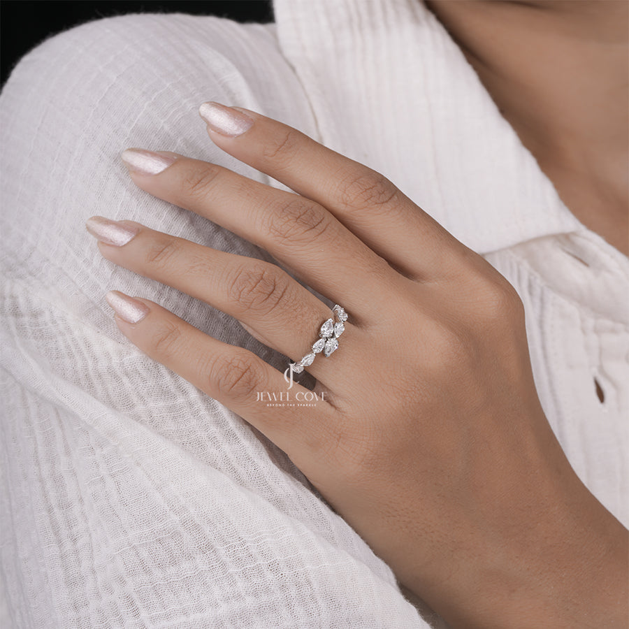 Pear Cut Lab Diamond Eternity Solid Gold Wedding Band Statement Ring Jewellery Gift For Her Anniversary Gift