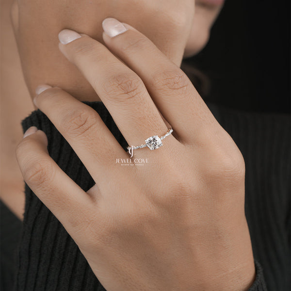 1.07tcw Cushion Solitaire Moissanite Wedding Ring | IGI Certified | E-F Color | VVS- VS Clarity