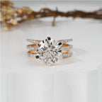 Serene Streaks Solitaire Ring Moissanite Diamond Engagement Ring