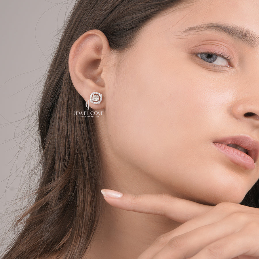 Cushion Lab Grown Diamond Halo Stud Earrings for Any Occasion Stud For Wedding Stud
