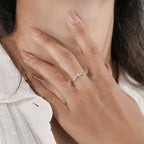 Elegant Marquise V-Shape Ring with Round Accents Engagement Band