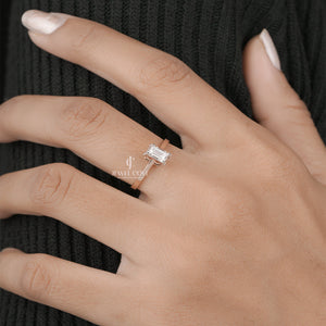 Hidden Halo Emerald Solitaire Lab Grown Diamond Ring | IGI Certified | E-F Color | VVS- VS Clarity