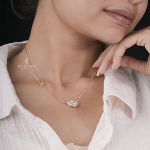 10K Solitaire Pear Lab-Grown Diamond Pendent | IGI Certified | E-F Color | VVS- VS Clarity | Rose Gold 10K