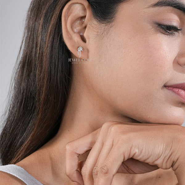 Two-Tone Gold Lab Diamond Studs For Her | EF Color | VVS-VS Clarity | IGI Certified