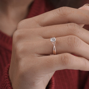 0.75tcw Round Moissanite Diamond Engagement Ring | Infinity Twist Band | IGI Certified | E-F Color | VVS/VS Clarity