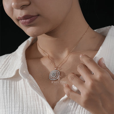 Statement Emerald Diamond Pendant Necklace with Multi-Layered Halo (ONLY PENDENT)