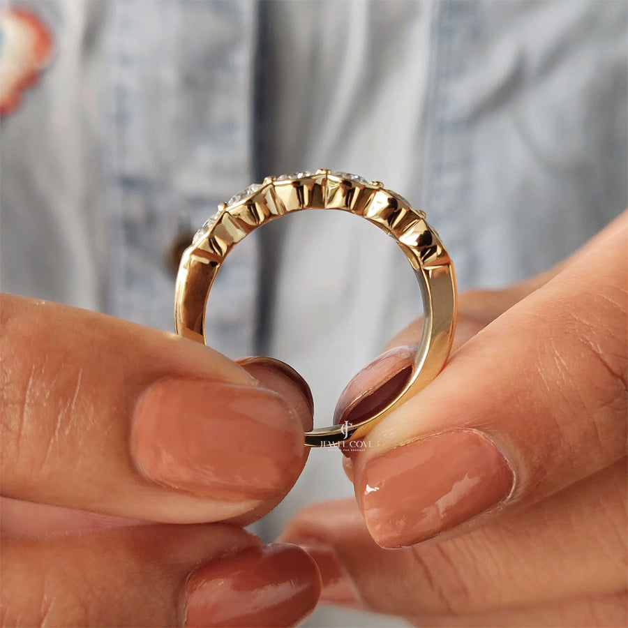 6 Stone Half Eternity Wedding Band | Lab Grown Diamond | IGI Certified