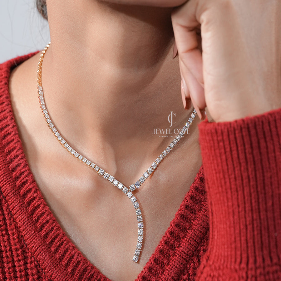 Modern V-Curve 5.00 Ct Diamond Y-Design Tennis Necklace