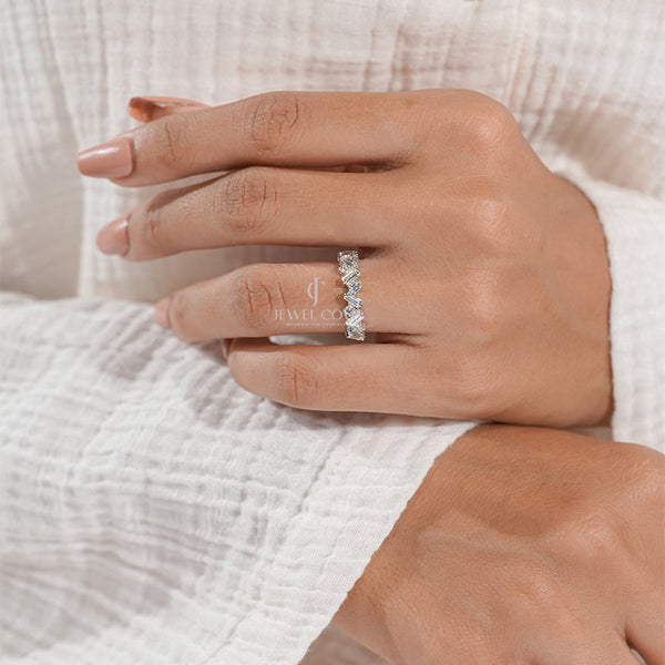 1.05CT Round Moissanite Wedding Band | E-F Color | VVS- VS Clarity | IGI Certified | White Gold Band