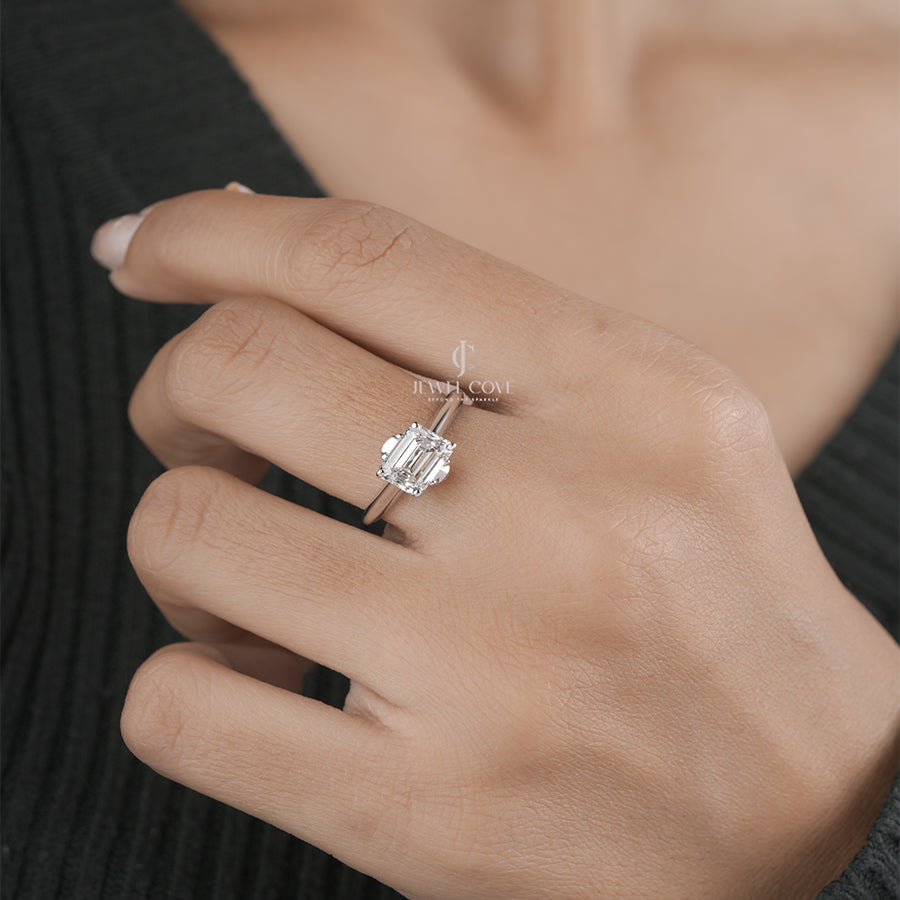 Emerald Cut Diamond Engagement Ring for Women in Rose Gold Wedding Jewellery Gift