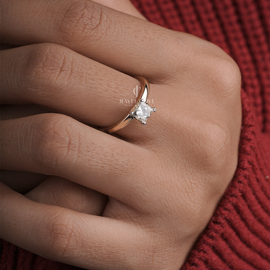 0.90 Carat Princess Diamond Lilac Dreams Solitaire Ring