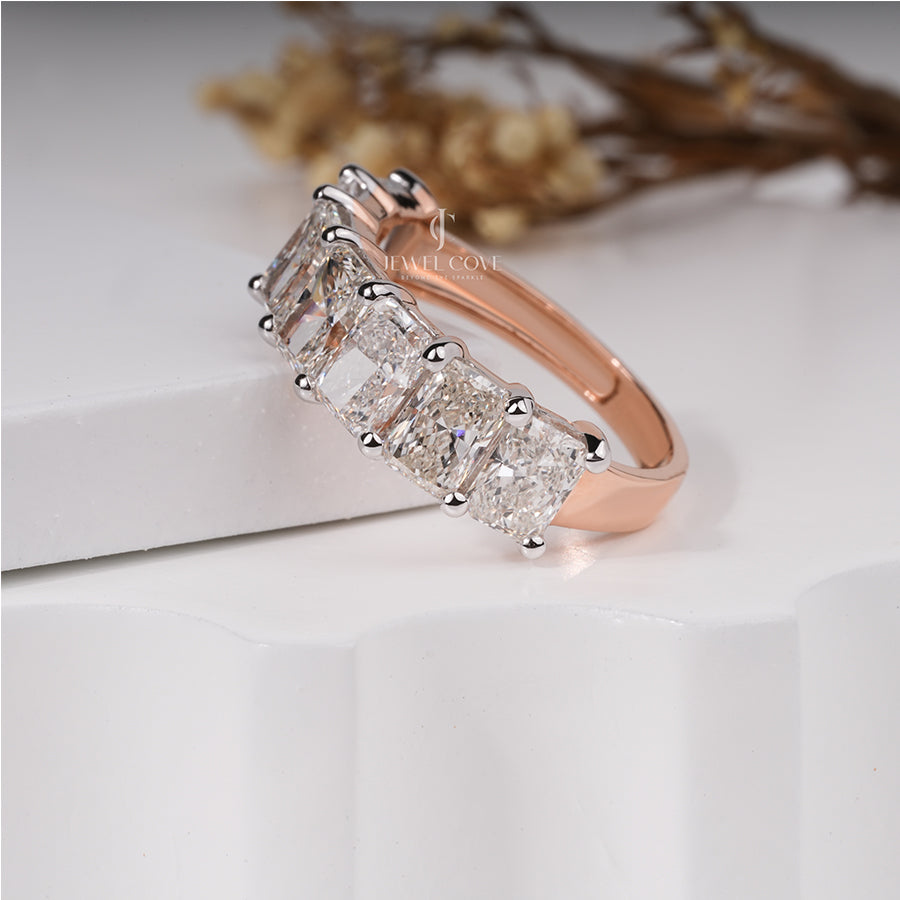 4.50 Carat Emerald Diamond Leslay Eternity Half Band