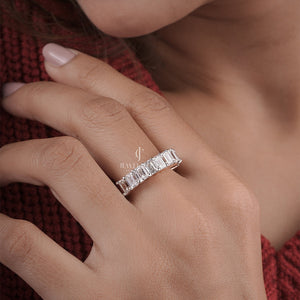 3.8CT Emerald Moissanite Eternity Half Band | IGI Certified | E-F Color | VVS- VS Clarity
