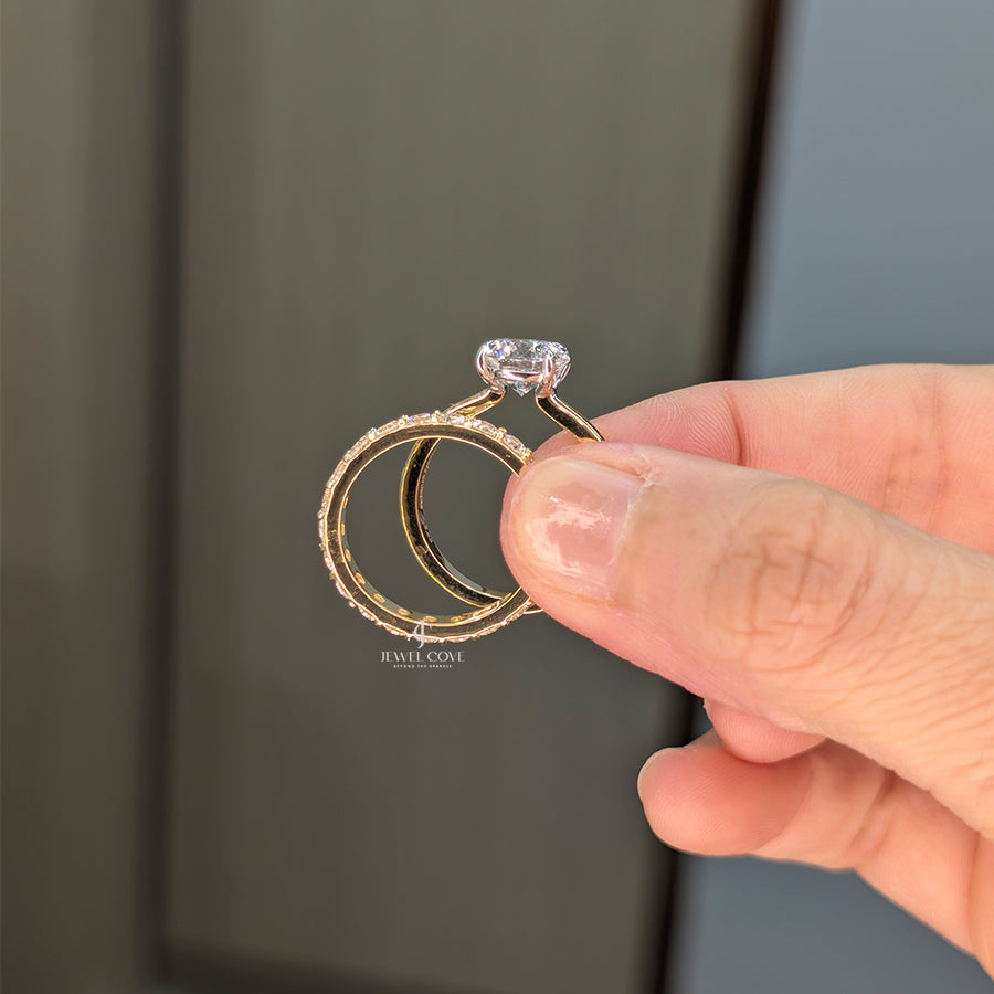 1.5CT Round Solitaire Lab Grown IGI Certified Ring | Matching Engagement Band | IGI Certified
