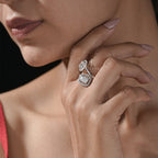 2.50 Carat Emerald And Round Diamond Lustrous Open Gap Ring