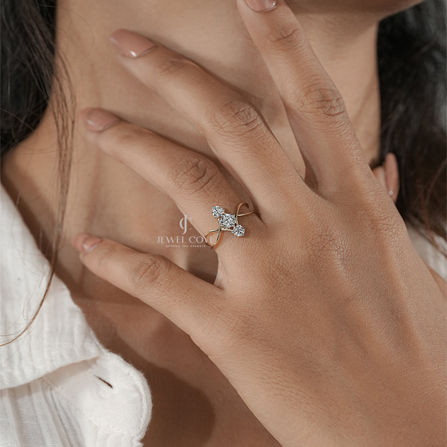 Three Stone 0.70ctw Round Lab Grown Diamond Band | IGI Certified | E-F Color | VVS- VS