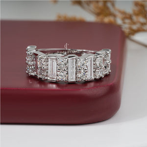 Round And Baguette Lab Grown Wedding Band | IGI Certified | E-F Color | VVS/VS Clarity