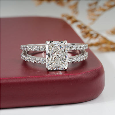 Radiant And Round Diamond Tinsel Engagement Ring