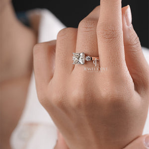 Fancy Princess 3.33ctw Moissanite Diamond Engagement Ring | Three Stone | IGI Certified