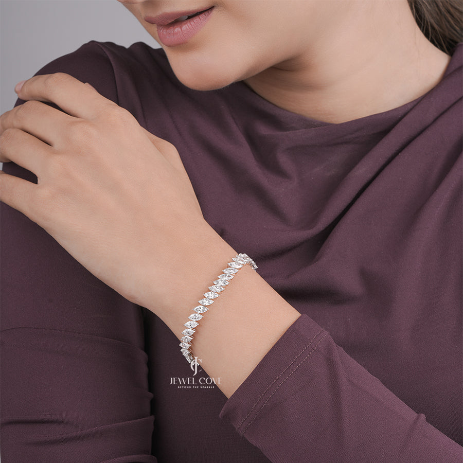 Exquisite Marquise-Cut Moissanite Diamond Bracelet Wedding Jewelry Collection, Engagement Bracelet