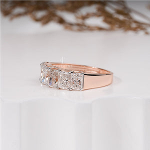 2.30 CT Radiant Diamond Six Stone Halia Wedding Band | IGI Certified | E-F Color | VVS- VS Clarity