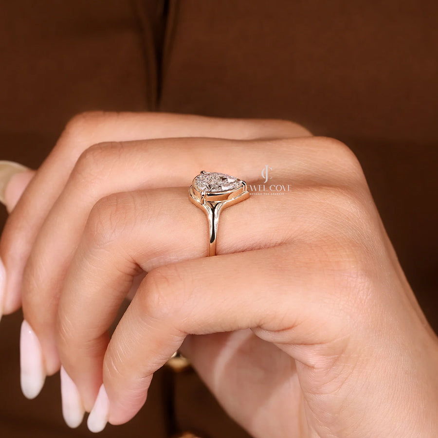 Pear Cut Diamond Ring in Solitaire Setting Lab-Grown Diamond Ring | IGI Certified