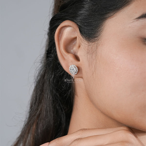 1.2CTW Oval Halo Lab Grown Diamond Stud Earrings, EF Color, VVS-VS Clarity, IGI Certified