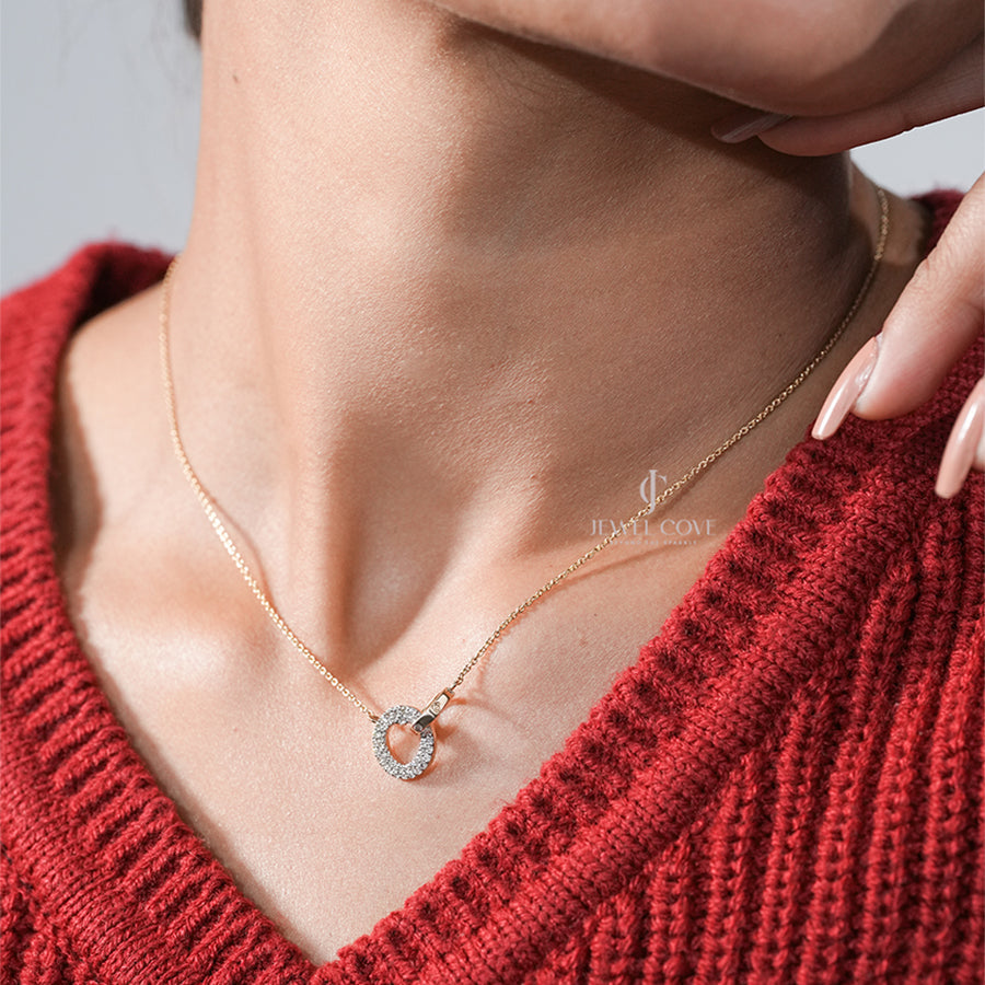 Elegant 0.65 Carat Diamond Open Circle Necklace With Chain